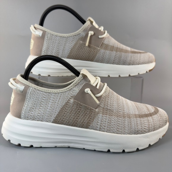 Hey Dude Shoes - Hey Dude Sirocco Womens 8 Slip On Loafer Sneakers Beige White Lace Comfort Shoes